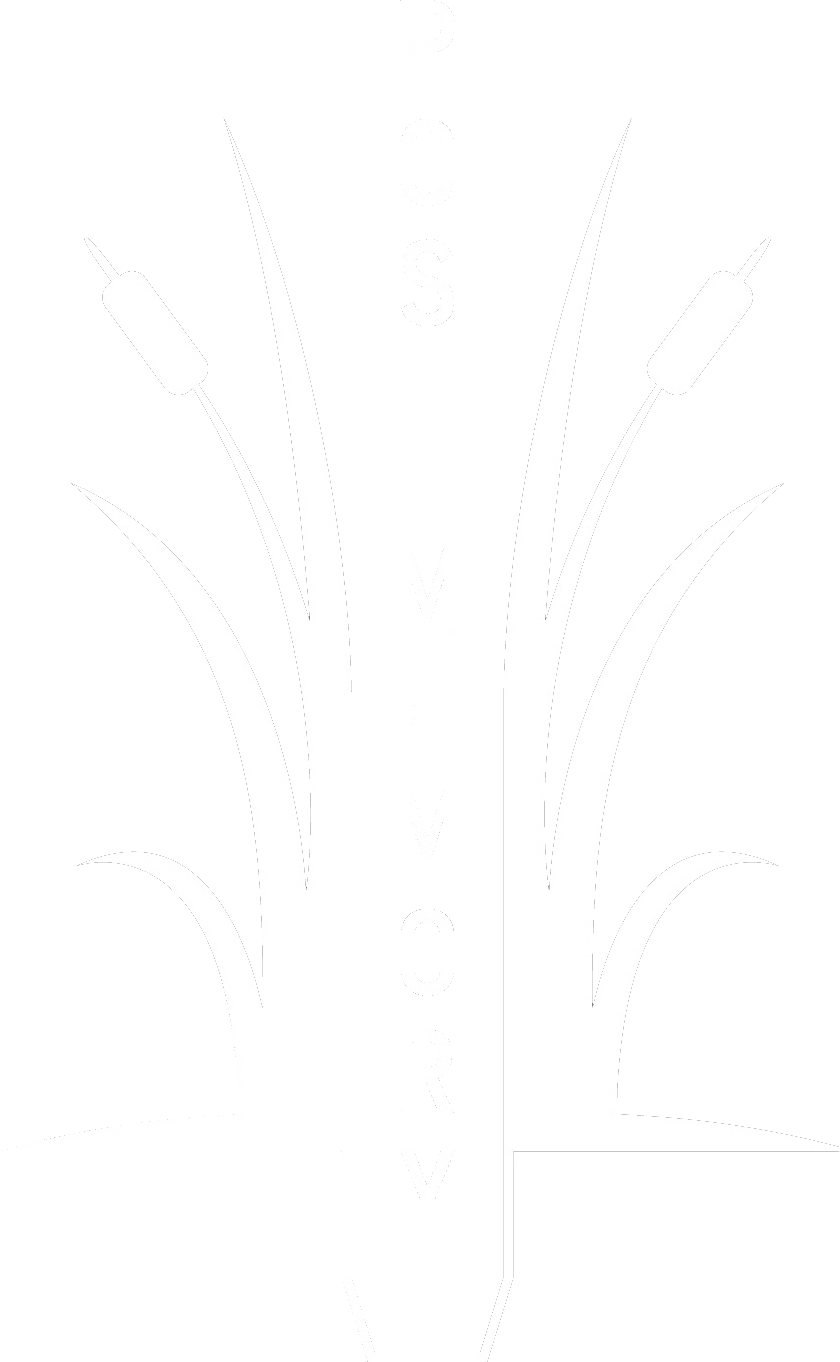 Post Memory logo: A vertical post surrounded in reeds with the words 'Post memory'